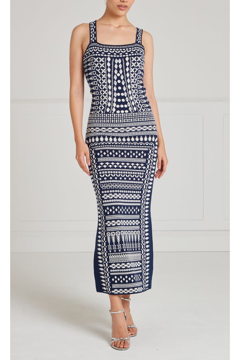 Tlalli Knit Strappy Dress, Main, color, Navy Silver