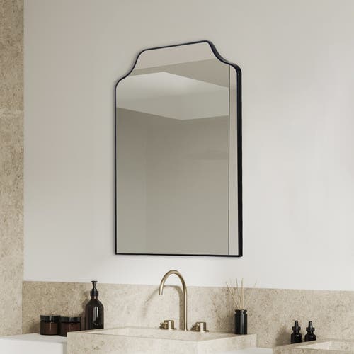 Jonathan Y Lindie Medium Scalloped-top Metal Framed Wall Mounted Mirror In Black