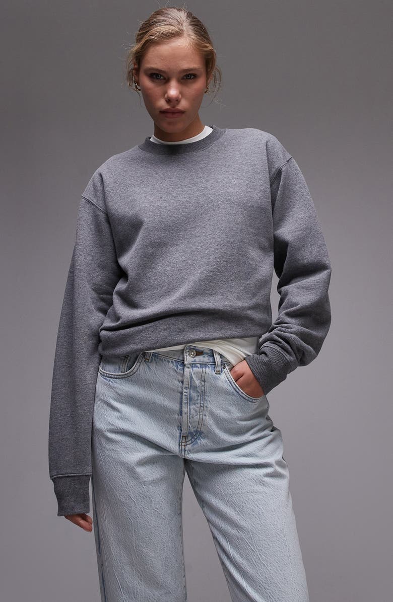 Topshop Slim Fit Pullover Sweatshirt, Main, color,