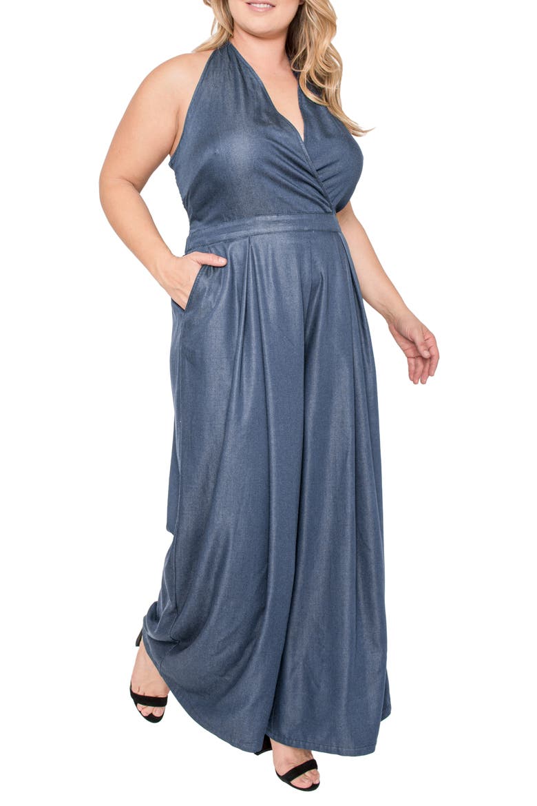 London Sleeveless Wide Leg Jumpsuit, Alternate, color, DARK INDIGO