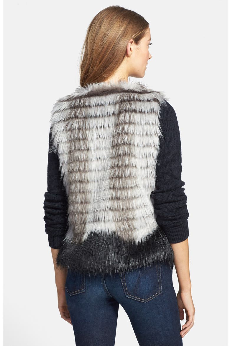 Two-Tone Faux Fur Vest, Alternate, color, BLACK