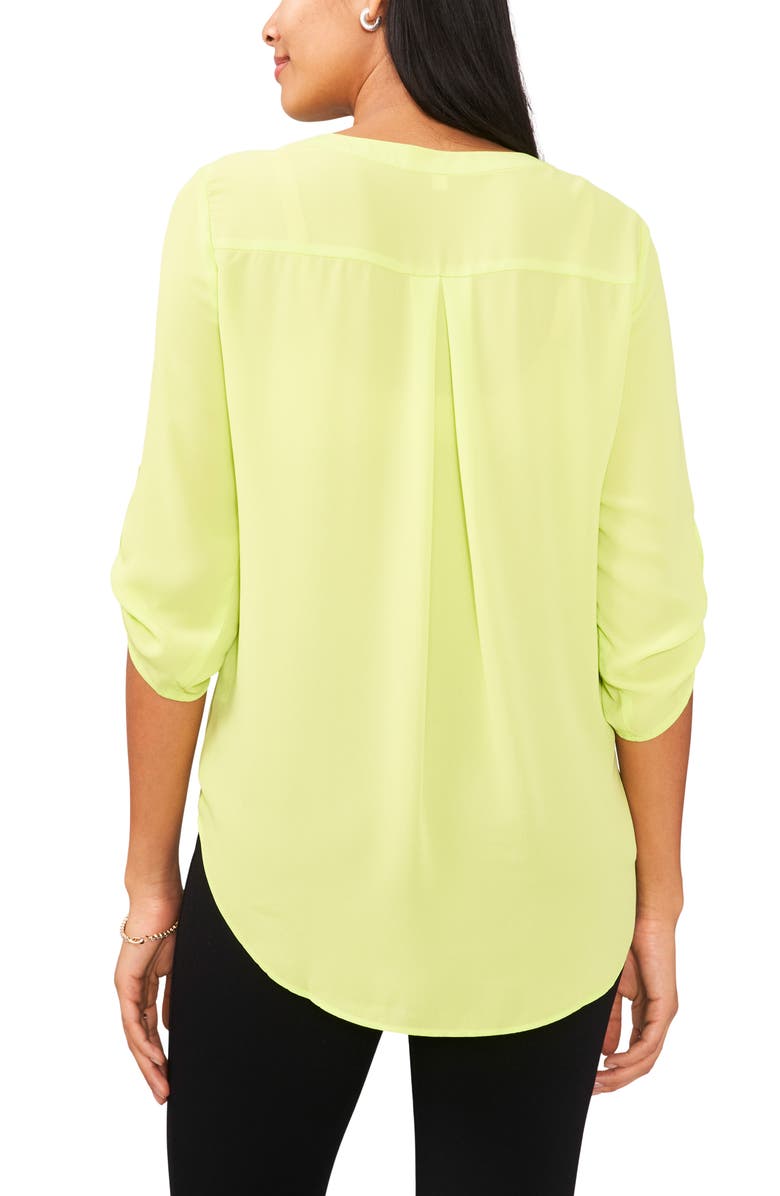 Chaus Split Neck Blouse, Alternate, color, Lime Green