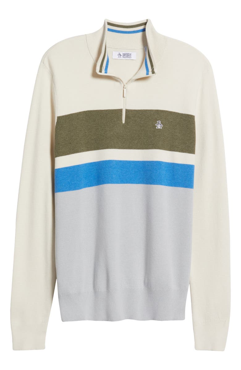 Original Penguin Stripe Quarter Zip Pullover, Alternate, color, 