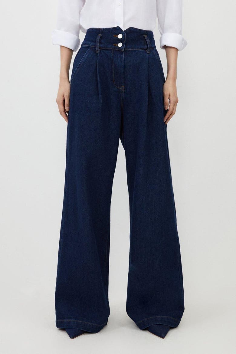 Petite Denim Wide Leg Jeans, Main, color, Indigo