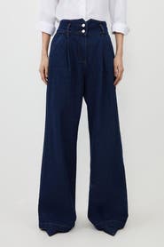 Karen Millen Petite Denim Wide Leg Pants