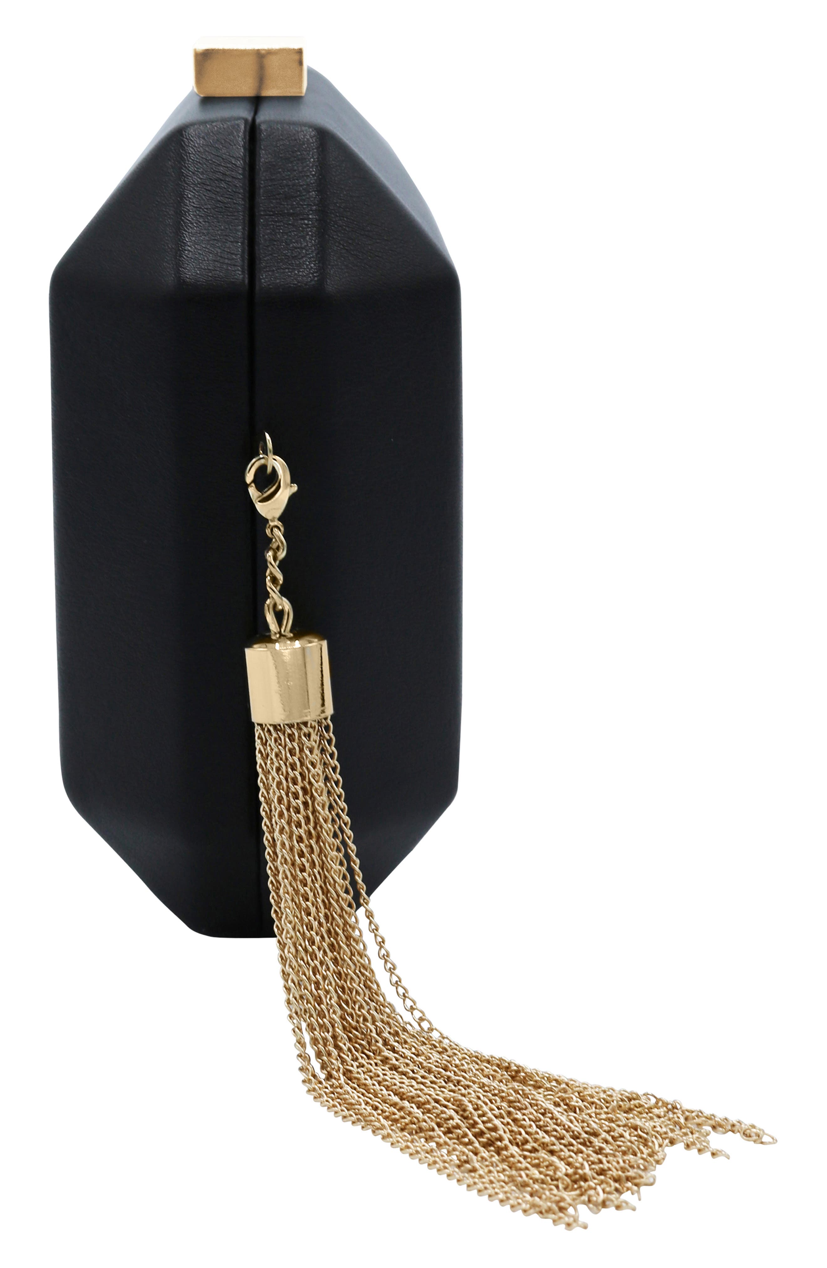 Olga Berg Lia Faceted Clutch, Alternate, color, Black