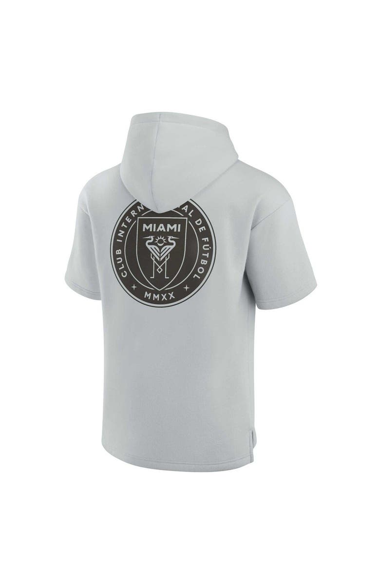Fanatics Signature Unisex Fanatics Signature Gray Inter Miami CF Elements Super Soft Fleece Short Sleeve Pullover Hoodie, Alternate, color, Gray