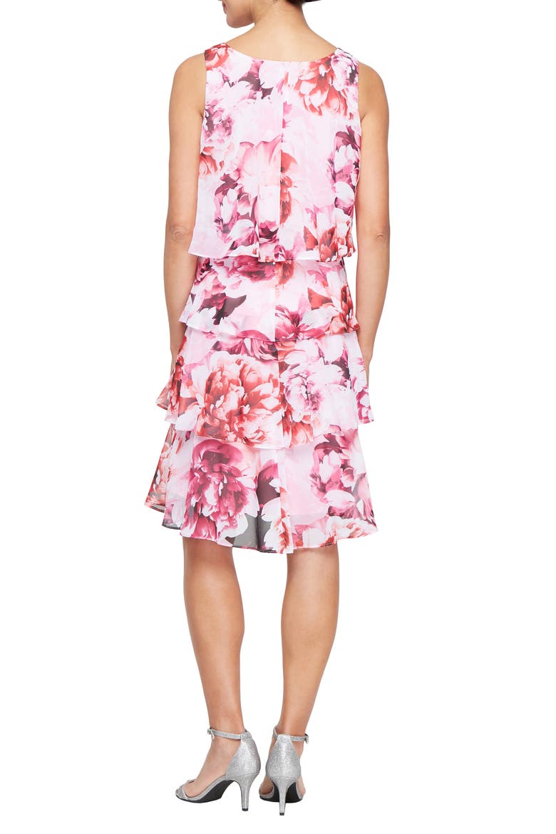 Floral Crossover Tiered Minidress, Alternate, color, PINK MULTI