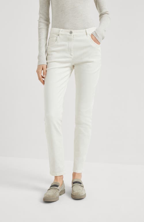 Brunello Cucinelli Five Classic Pockets Denim Trousers In Chalk