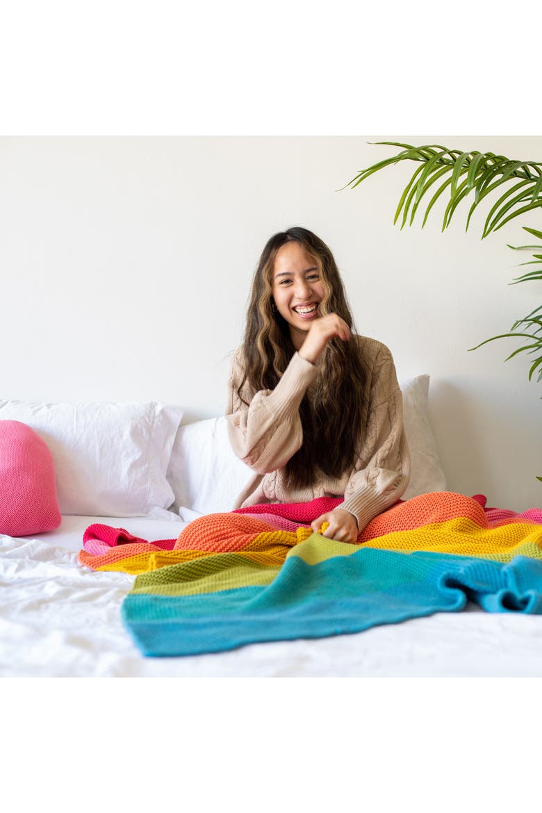 Rainbow Love Organic Cotton Throw Blanket, Alternate, color, Rainbow