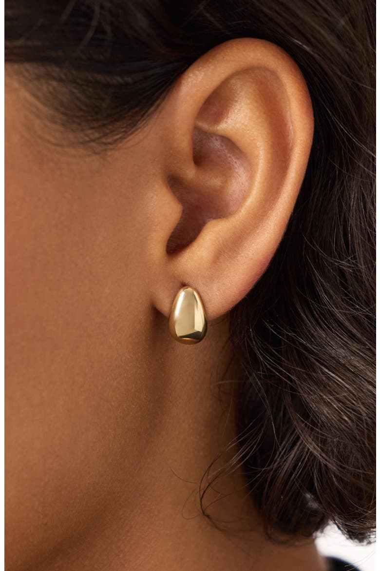 Gold Stud Earrings - Gold Teardrop Huggie Studs, Alternate, color, Gold