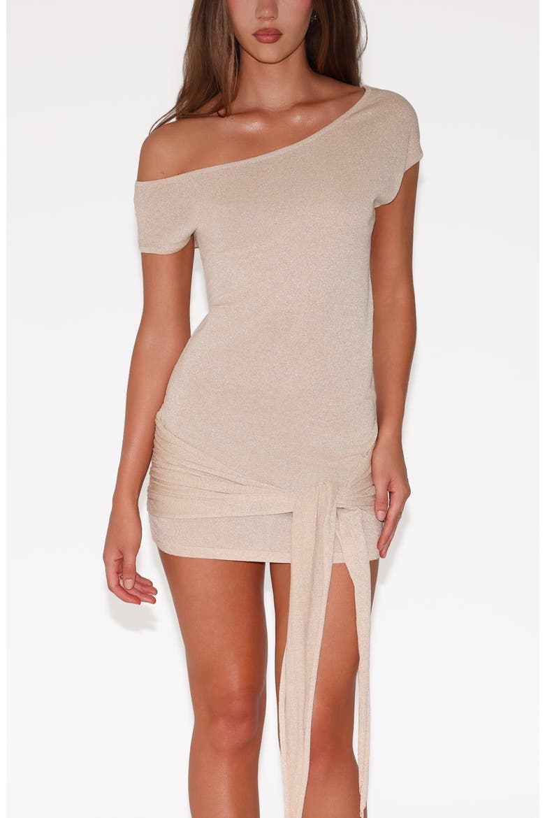 Sotera Off the Shoulder Knit Minidress, Alternate, color, GOLD