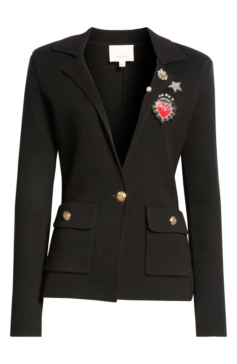 Cinq à Sept Laynee Patch Detail Wool Blend Blazer, Alternate, color, 