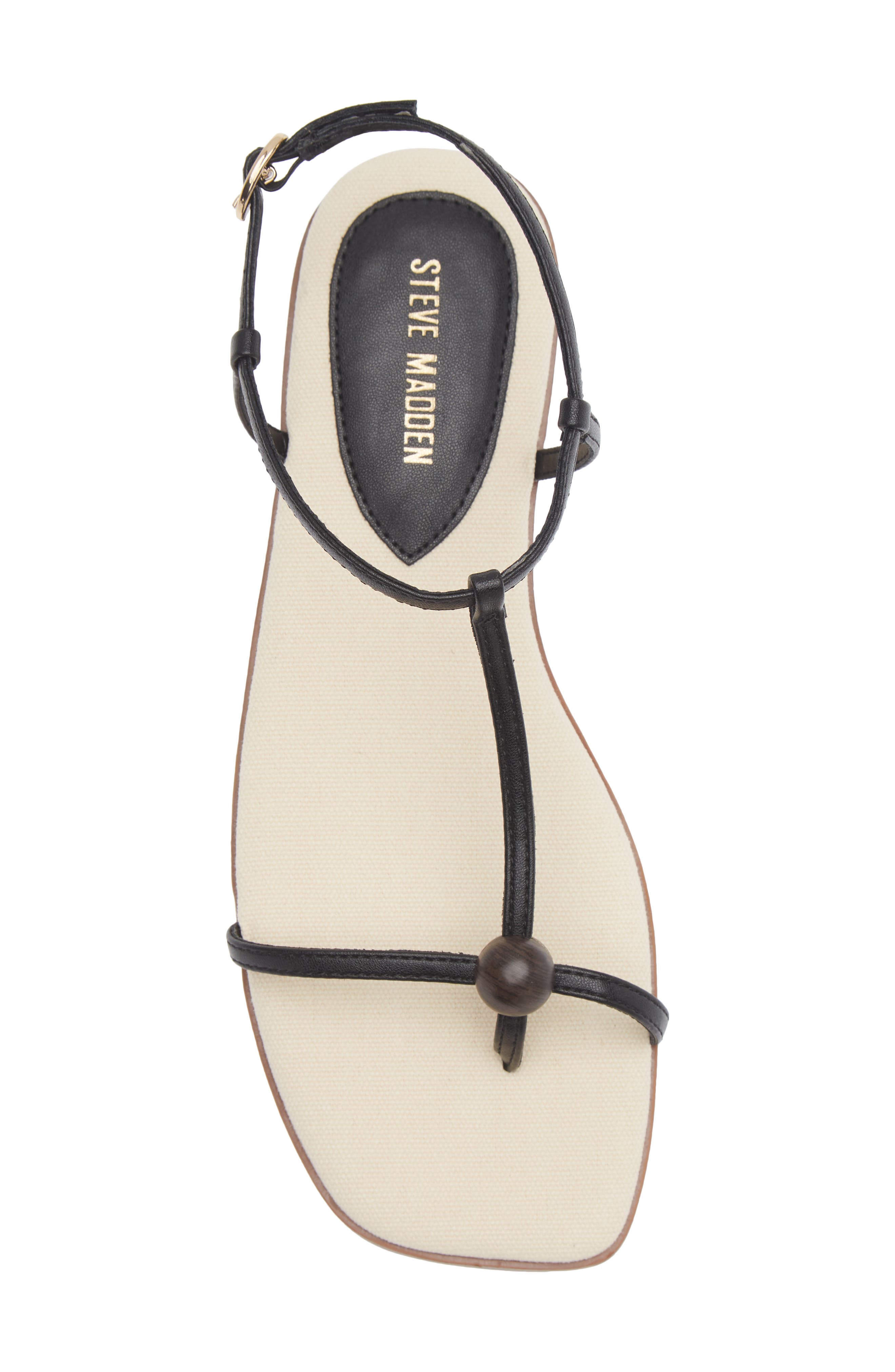 Ritzy Wood Bead Sandal, Alternate, color, BLACK / NATURAL