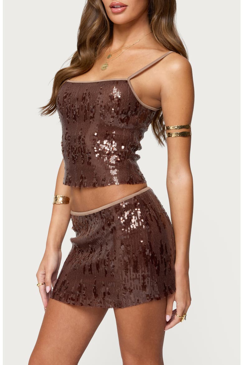 Kaylee Sequin Camisole, Alternate, color, BROWN