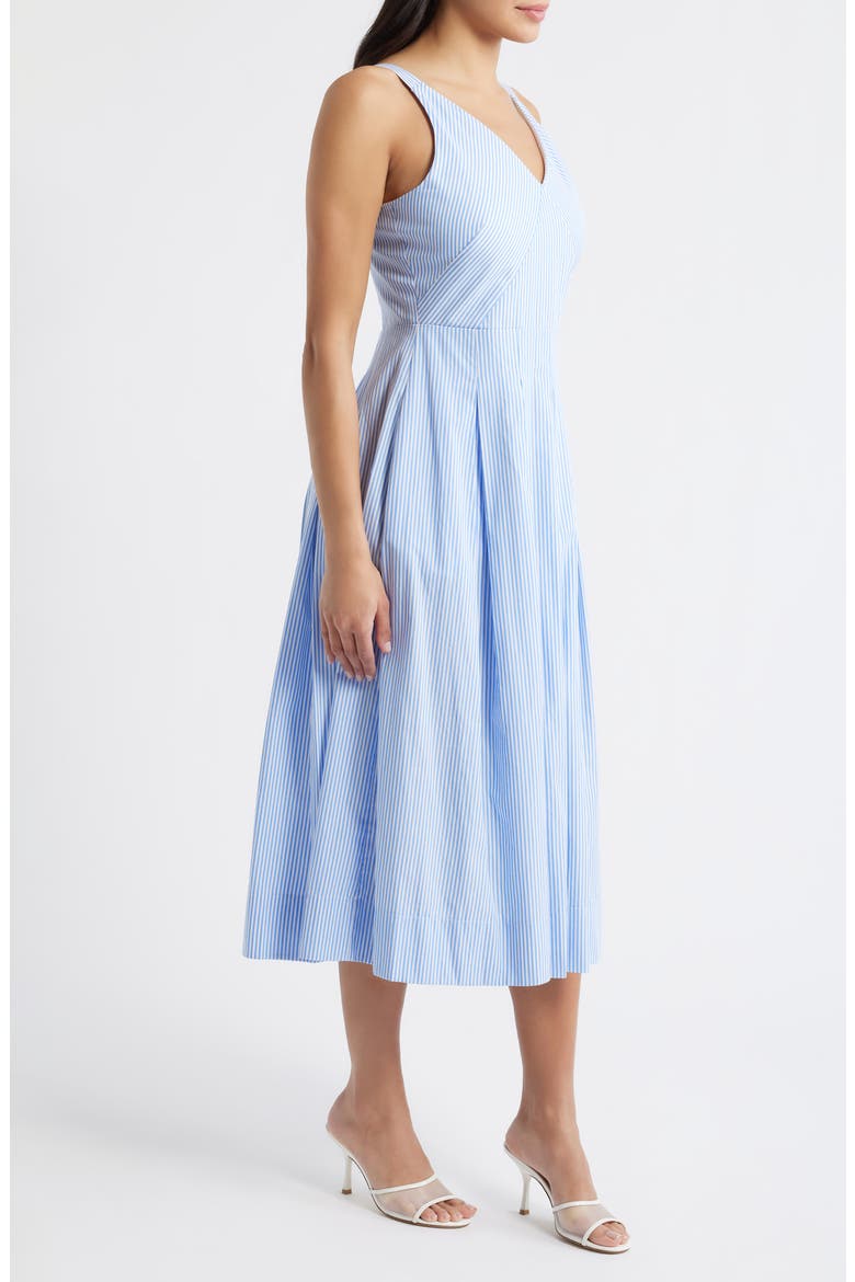 V-Neck Midi Dress, Alternate, color, BLUE WHITE