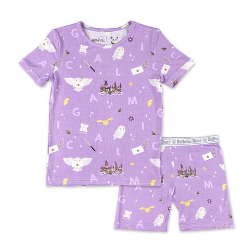 Bellabu Bear Kids Unisex Hedwig's Magical Mail 2-piece Short Sleeve & Shorts Pajama Set In Purple