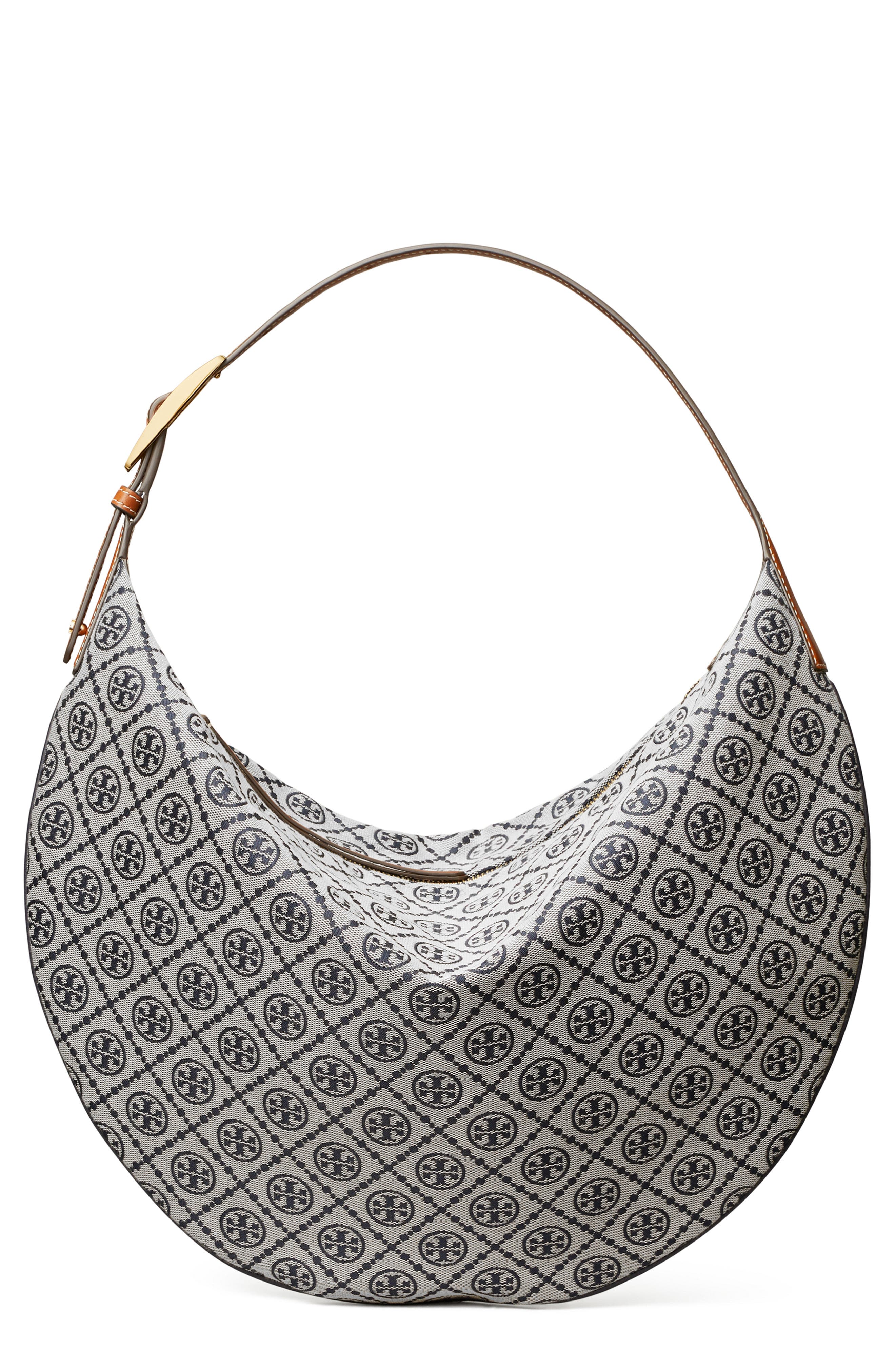 Tory Burch T Monogram Jacquard Balloon Bag, Main, color, Tory Navy