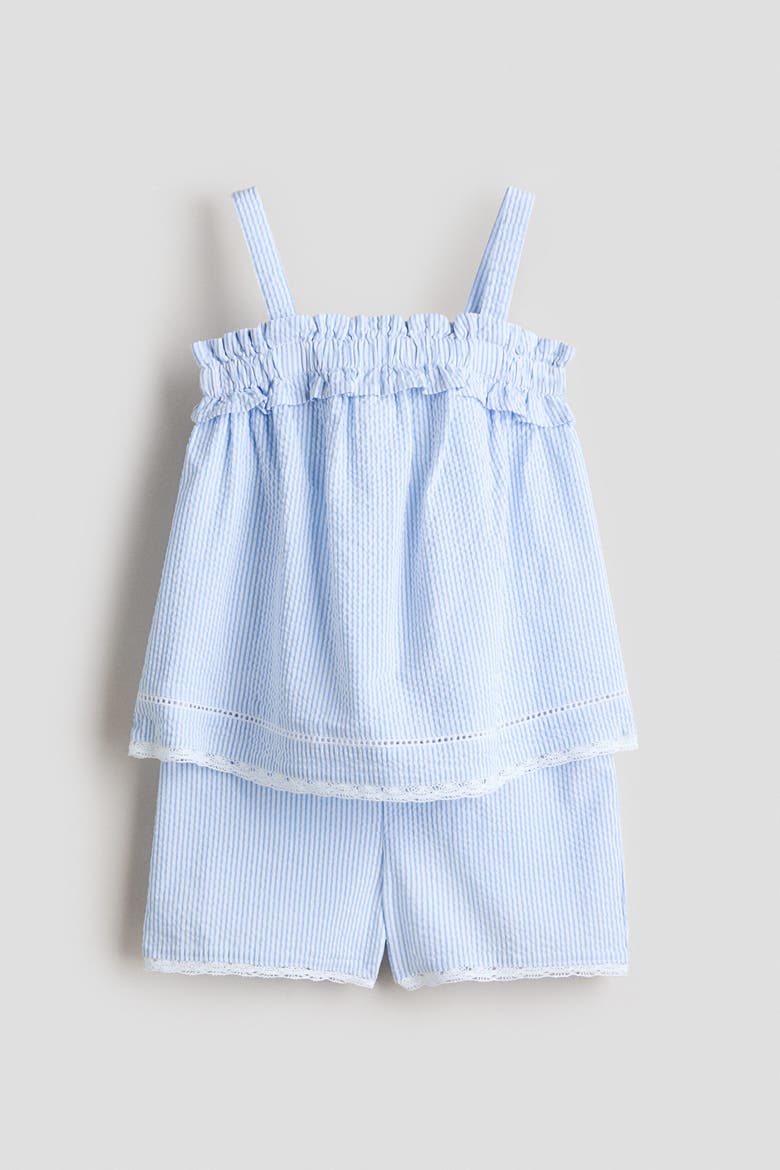 2-piece Cotton Seersucker Set, Alternate, color, Light blue/white striped