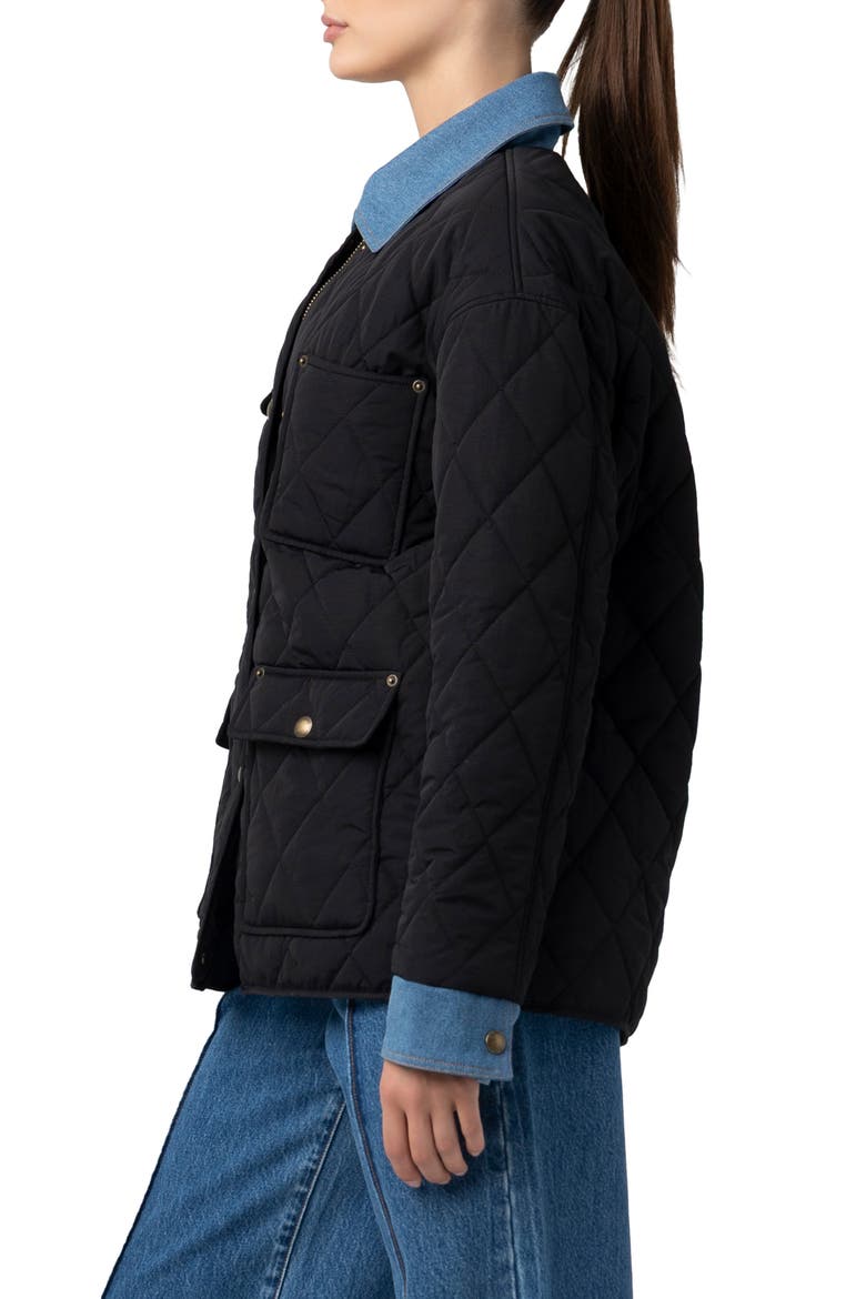 Quilted Denim Trim Barn Jacket, Alternate, color, BARN CHARM