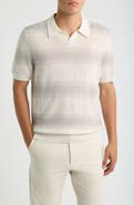 BOSS Lamoroso Striped Merino Wool Polo Sweater