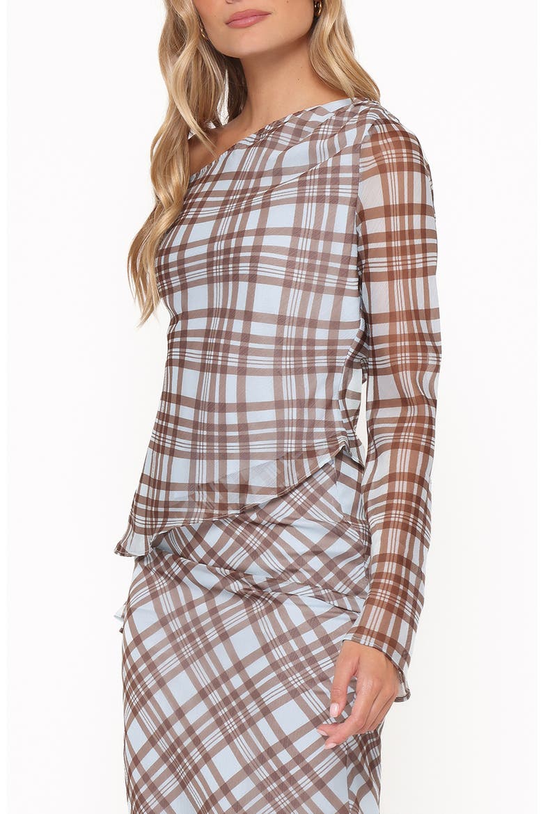 Caitriona Plaid Cowl Neck Top, Alternate, color, BLUE PLAID