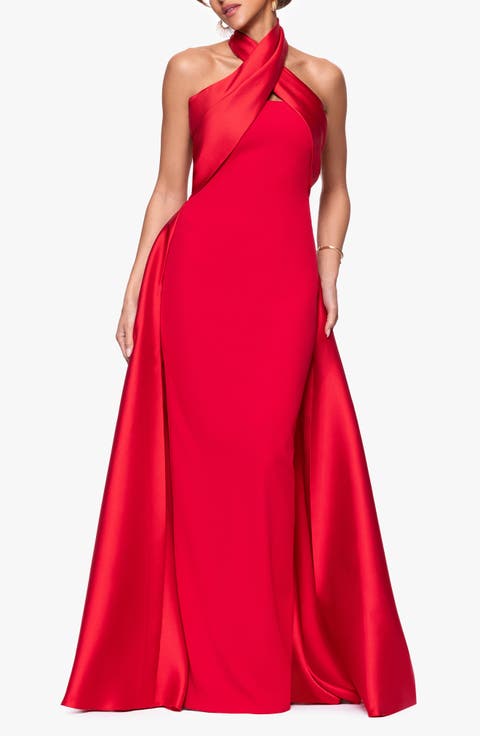 Twist Halter Neck Mikado Scuba Crepe Gown