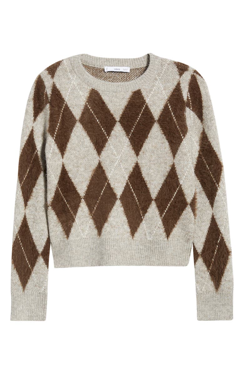 MANGO Rombete Argyle Sweater, Main, color, Light/ Pastel Grey