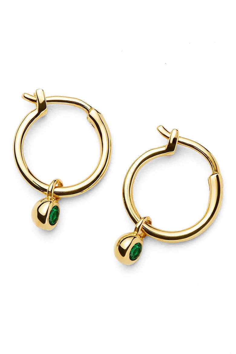 Tennis Charm Mini Hoop Earrings, Alternate, color, GOLD