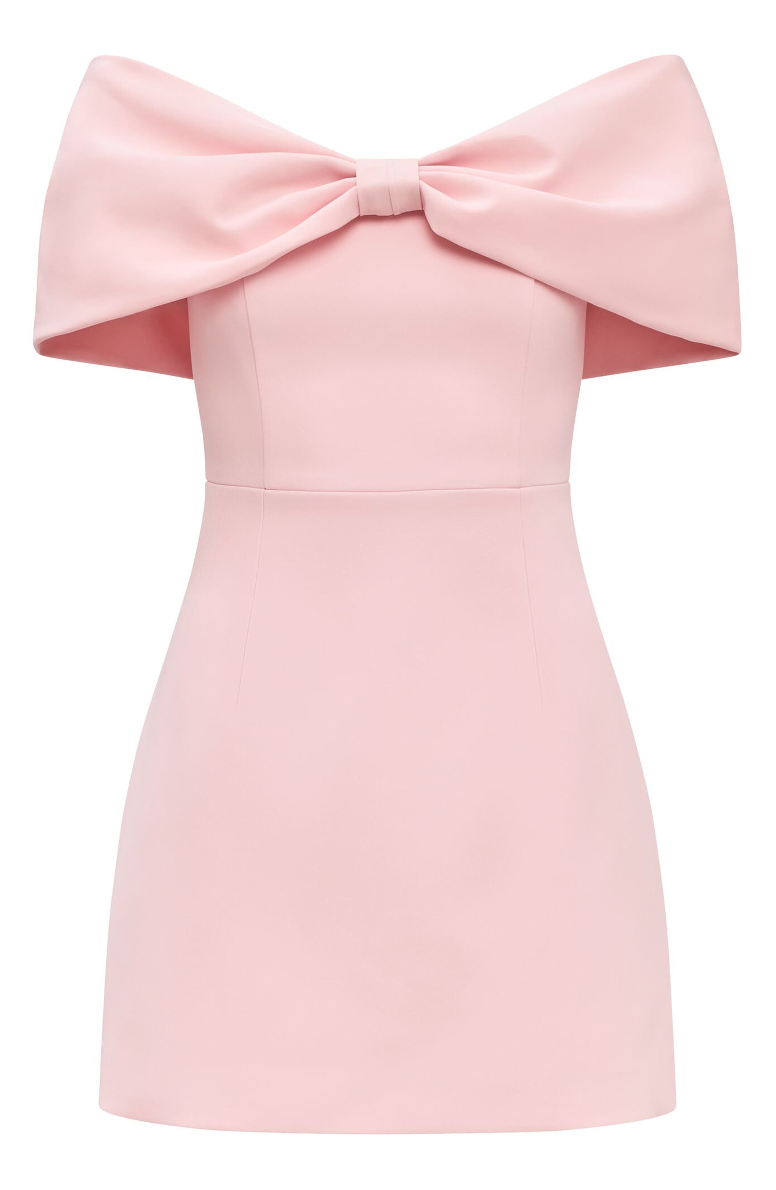 shoulder bow mini dress Mona Black Off Shoulder Bow Mini Dress