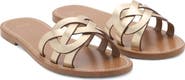 MANGO Intertwined Strap Flat Leather Slide Sandal