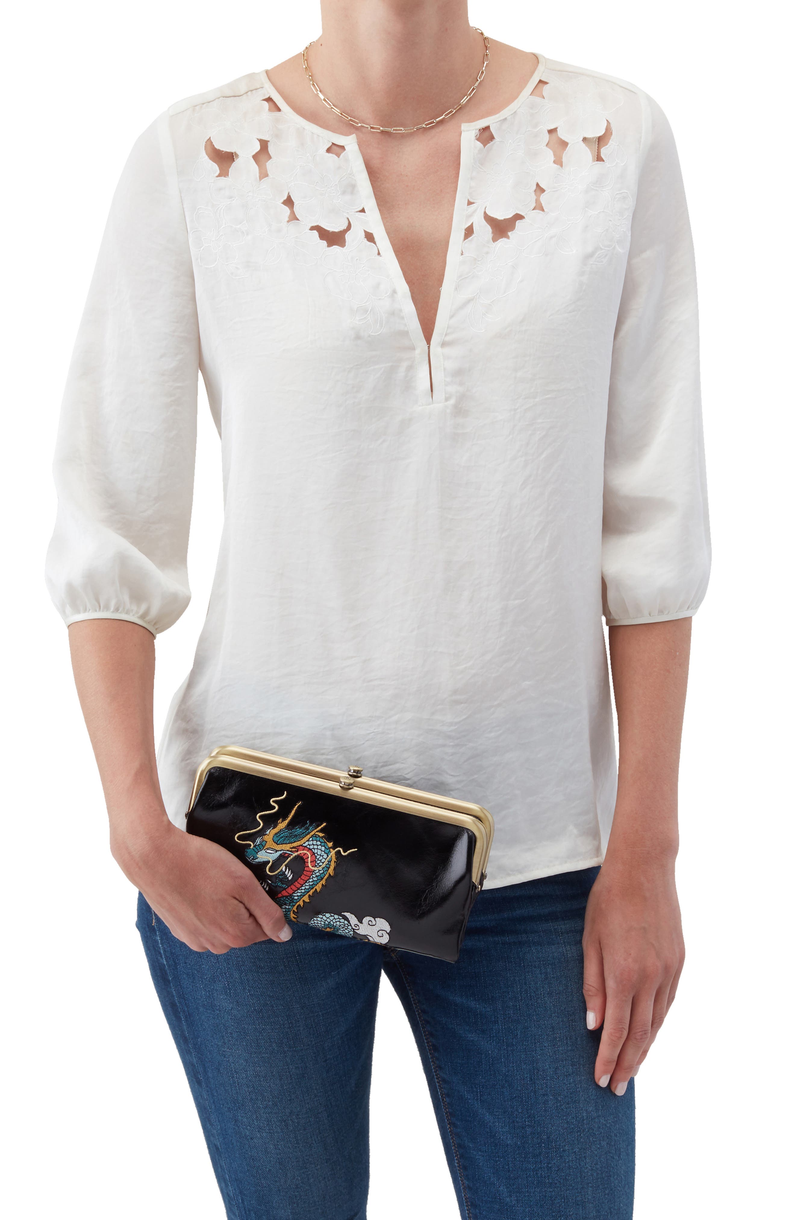 HOBO Leather Double Frame Clutch, Alternate, color, 