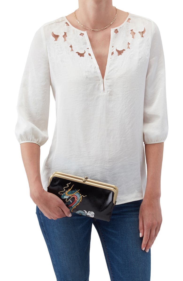 HOBO Leather Double Frame Clutch, Alternate, color,