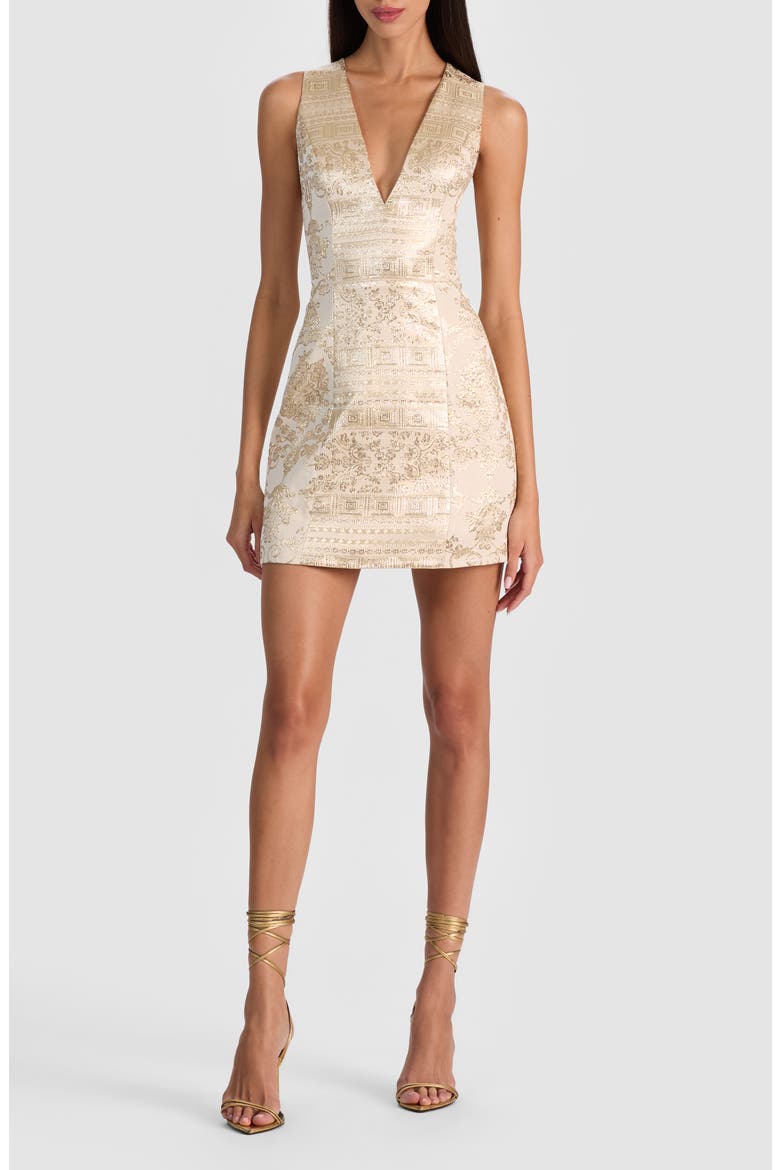 Pacey Metallic Jacquard A-Line Minidress, Main, color, GOLD