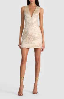 Alice + Olivia Pacey Metallic Jacquard A-Line Minidress