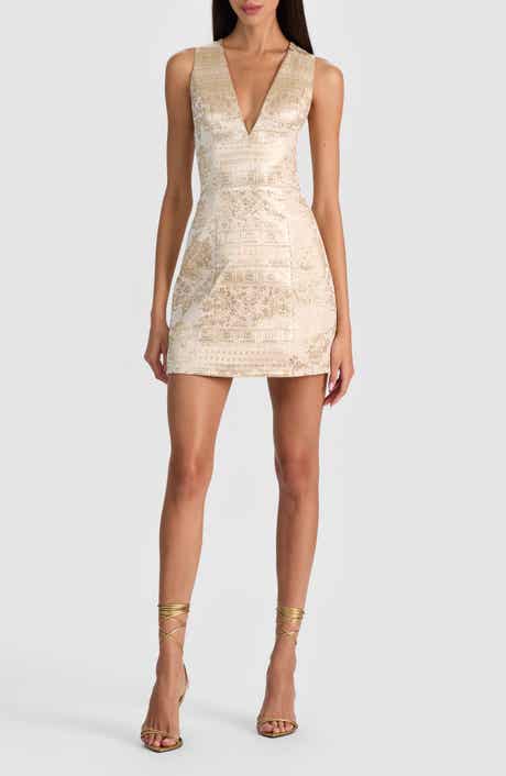 Alice + Olivia Pacey Metallic Jacquard A-Line Minidress