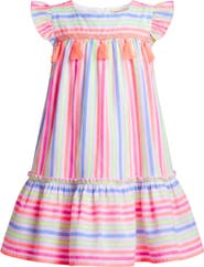 Mia Belle Girls Candy Breeze Tassel Ruffle Dress