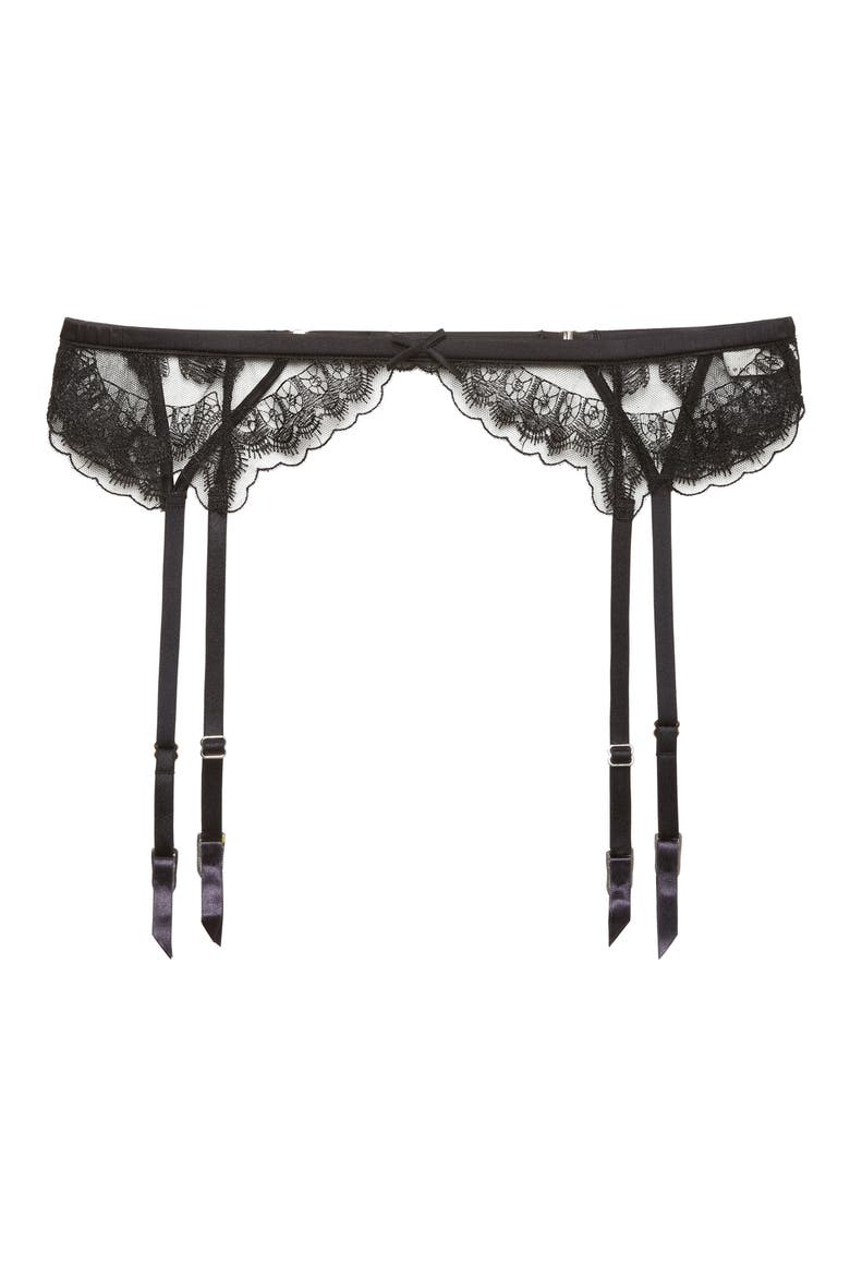 Mila Eyelash Lace Garter Belt, Main, color, BLACK