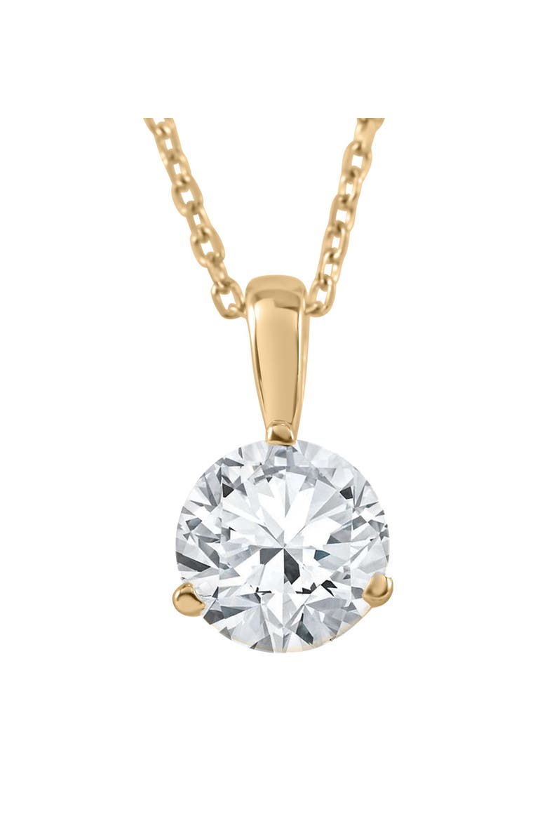 1Ct  Solitaire Round Cut Diamond Pendant 3-Prong Necklace Lab Grown, Main, color, 14k Yellow Gold