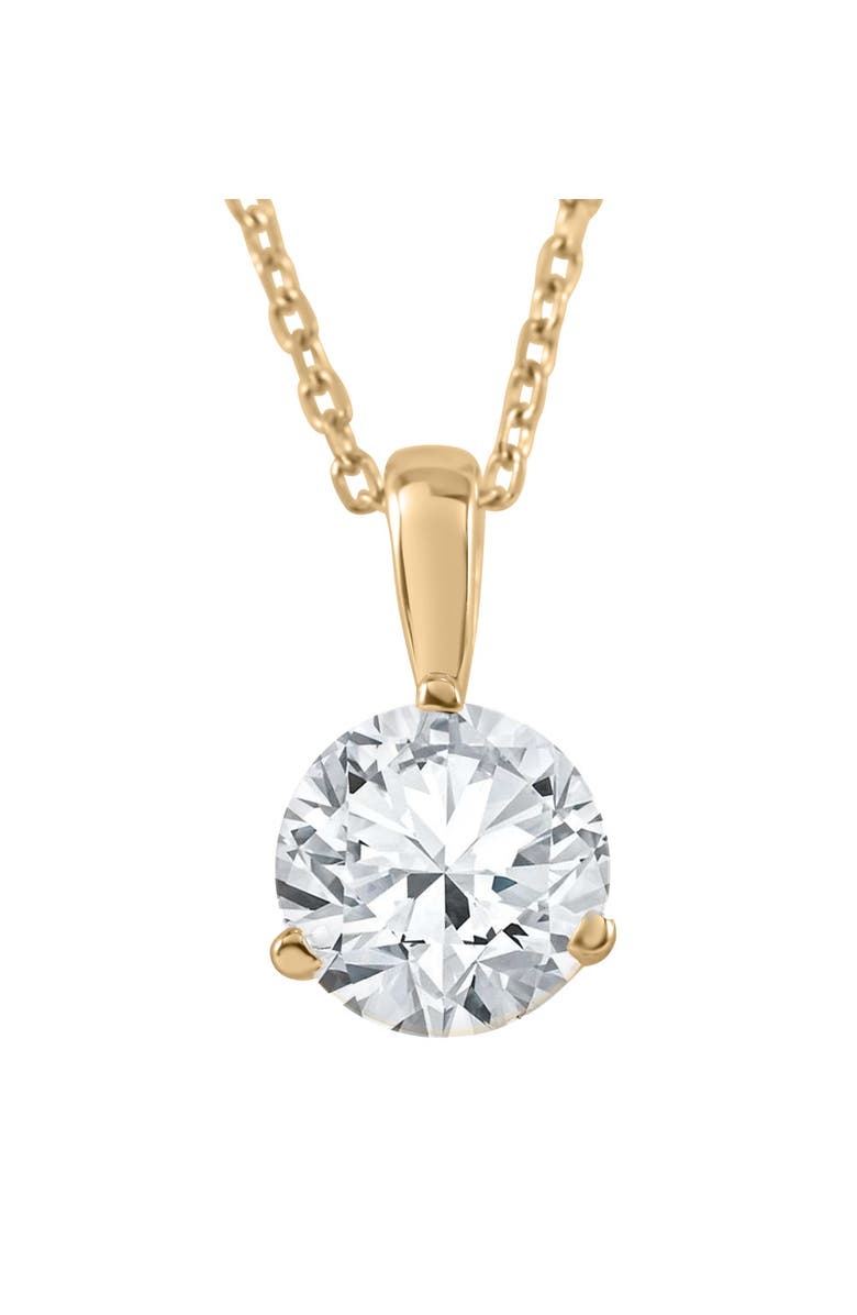 Bliss Diamond 1Ct  Solitaire Round Cut Diamond Pendant 3-Prong Necklace Lab Grown, Main, color, 14K Yellow Gold