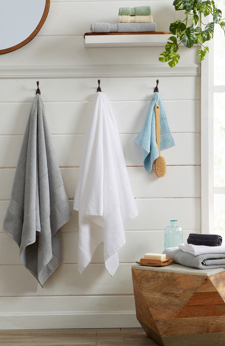 Woven & Weft Quick-Dry Cotton 6-Pack Hand Towel Set, Alternate, color, Grey