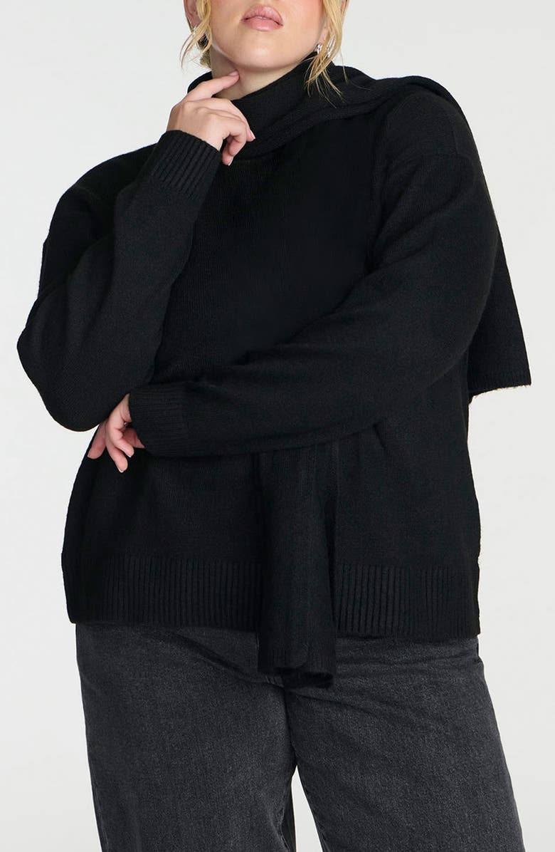 ELOQUII Medium Gauge Scarf Tie Sweater, Alternate, color,