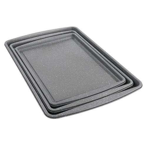 Oster 3 Piece Carbon Steel Cookie Sheet Set In Gray