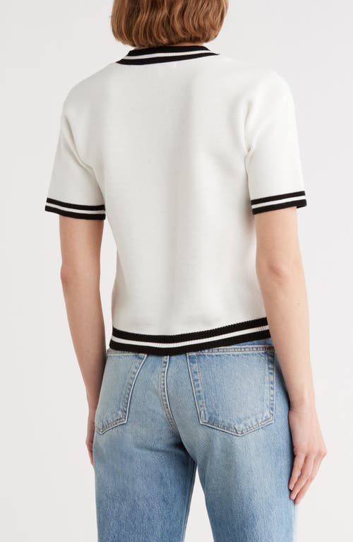 Vigoss Tipped Short Sleeve Sweater In Multi