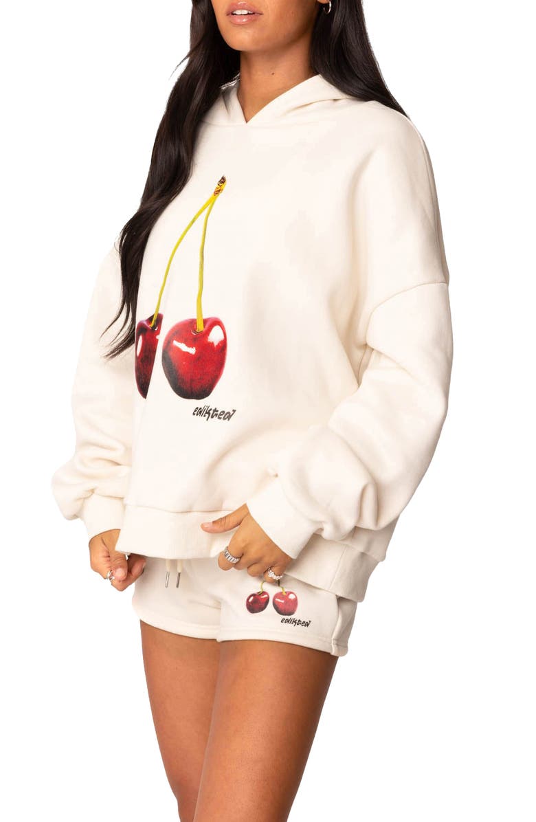 EDIKTED Mon Cheri Cotton Blend Hoodie, Alternate, color, Cream