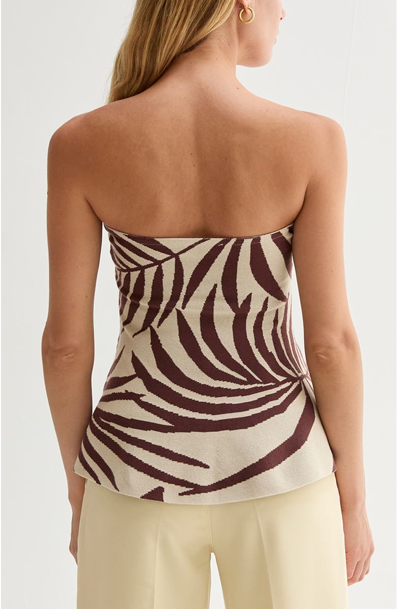 CRESCENT Leaf Print Jacquard Knit Peplum Top, Alternate, color, Cream/Brown