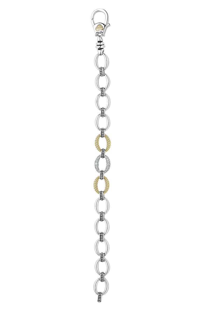 LAGOS Caviar Lux Diamond Station Link Bracelet, Alternate, color, Silver/ Diamond
