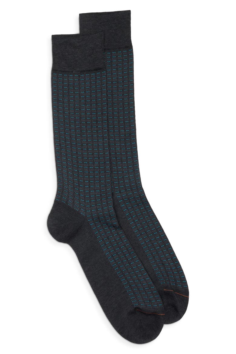 Mason Geo Pattern Cotton Blend Dress Socks, Main, color, DARK GREY MIX 03