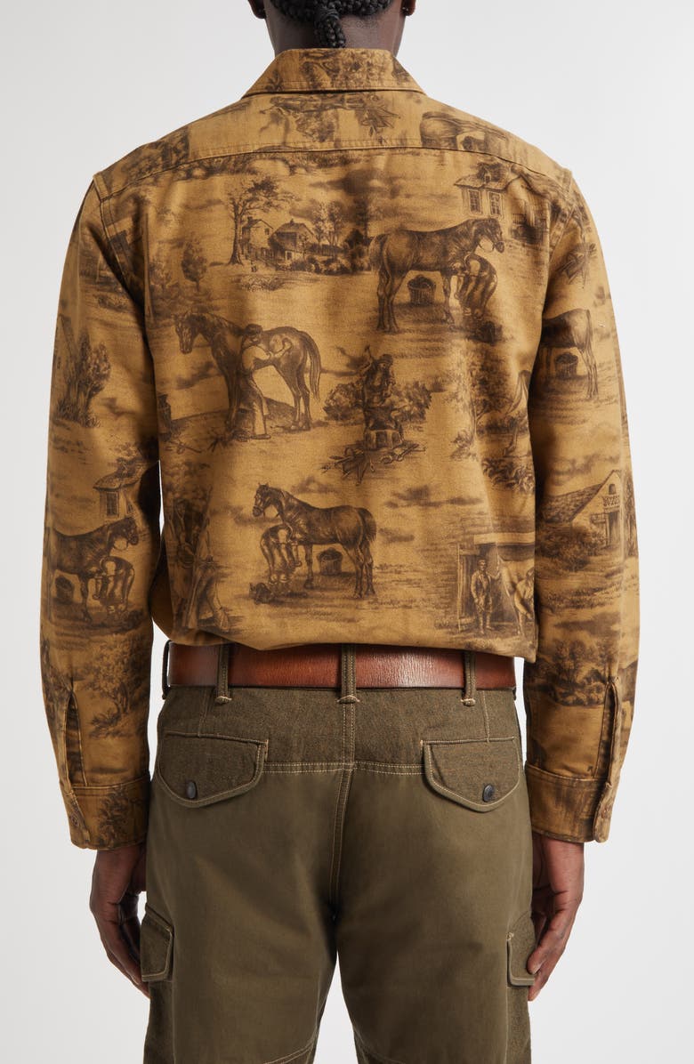 Double RL Ranch Print Cotton Moleskin Button-Up Shirt, Alternate, color, Rl-764 Brown