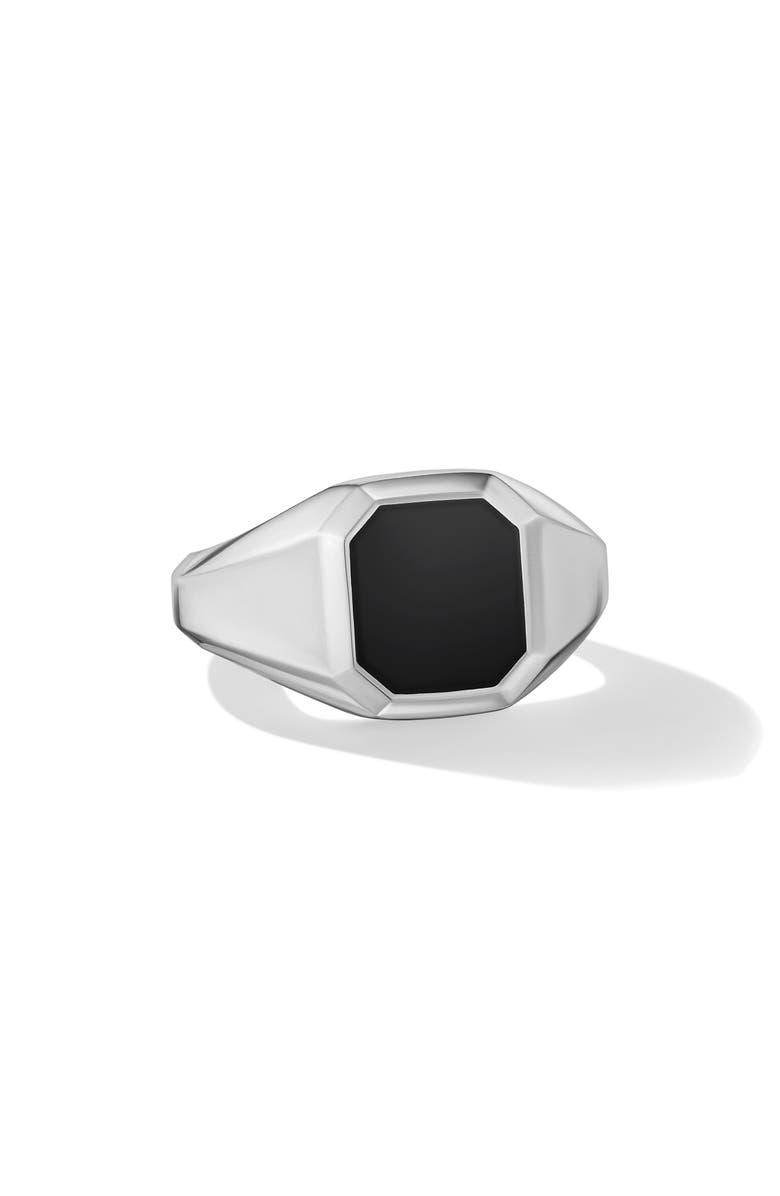 David Yurman Men's Streamline<sup>®</sup> Signet Ring in Sterling Silver, 14mm, Alternate, color, Sterling Silver/ Black Onyx